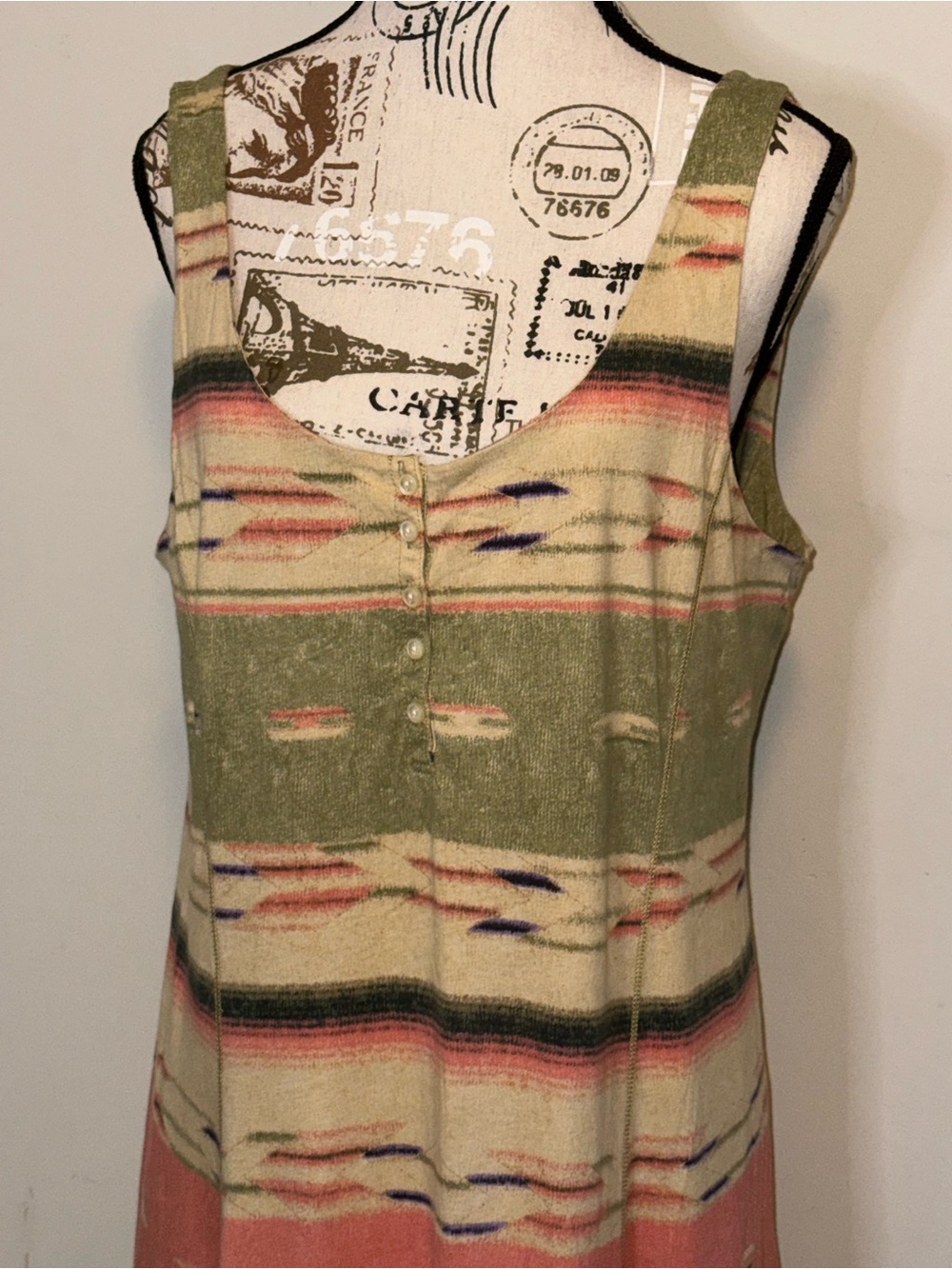 Lauren Ralph Lauren Striped Scoop-Neck Maxi Dress — Olive & Coral Size L - Picture 5 of 7